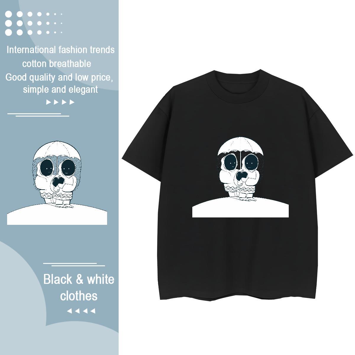 Loose Fit T Shirt For Man 230g Pure Cotton skull Outdoor Oversized 4XL Breathable Crew Neck Men Clothes T-Shirt Custom Tee Shirt