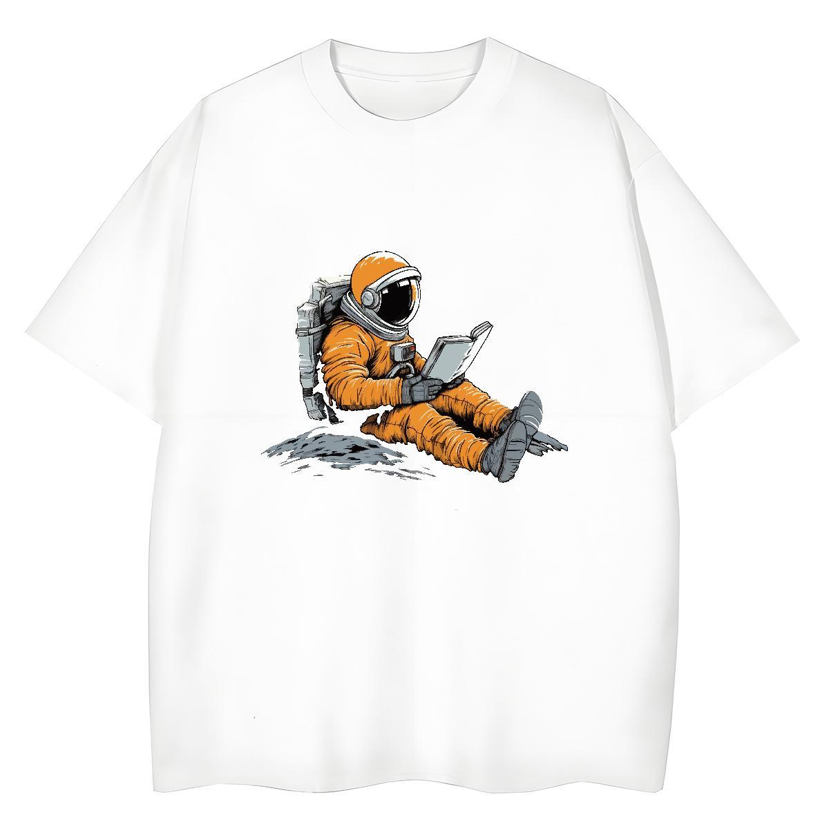Nice Women Tees 230g Pure Cotton cosmonaut Home Outdoor T Shirts Women Crew Neck Breathable Custom Print Oversized Wear