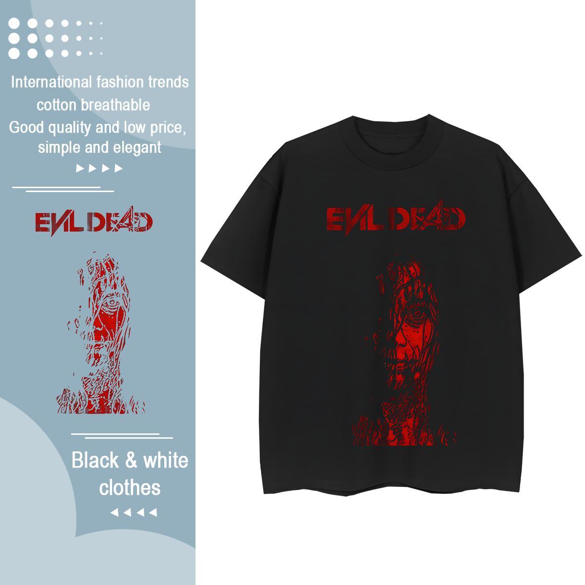 Free Shipping Women Tshirts 230g Pure Cotton scary Daily Outfit T-Shirts Crew Neck Anime Oversized Polos