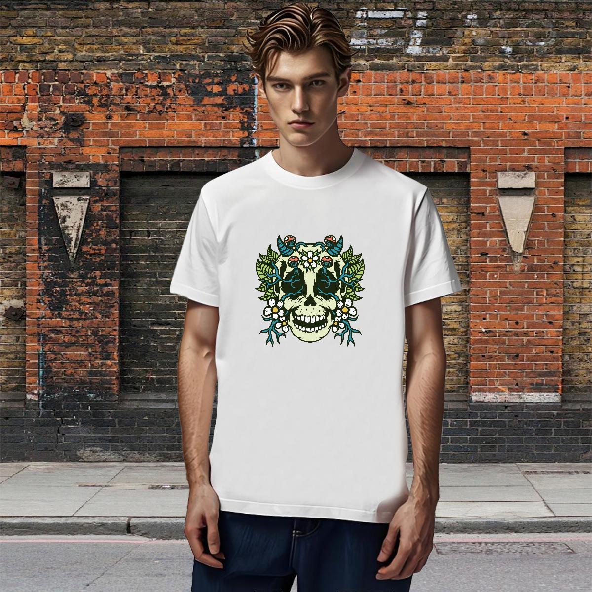 Brand T Shirts Men 230g 100% Cotton skull Sport Custom Printing Short Sleeve O-Neck Men Tshirts Designer Tees