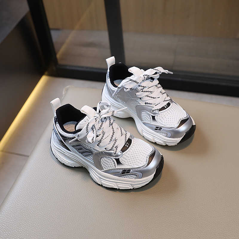 Athletic Outdoor Childrens mesh sports 2024 spring new item for boys and girls casual lightweight soft sole dad shock-absorbing running shoes C260130