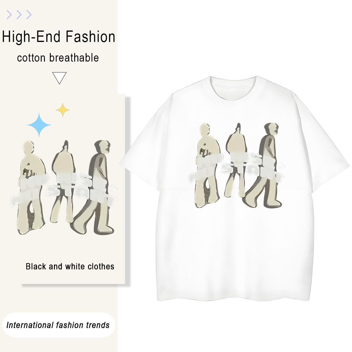 Soft Couples T Shirts 100% Cotton 230g threesome Street Wear T Shirt For Woman Breathable Short Sleeve Anime Clothes