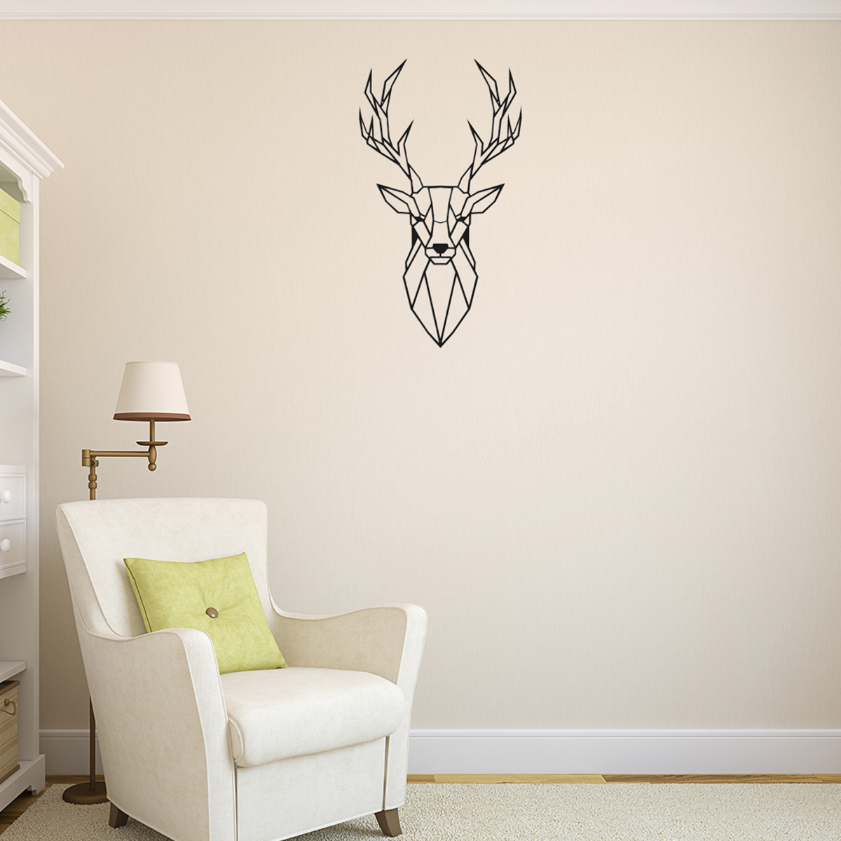 Deer Head Silhouette Wall Decoration Deer Metal Wall Sculpture Geometric Metal Wall Hanging Artwork