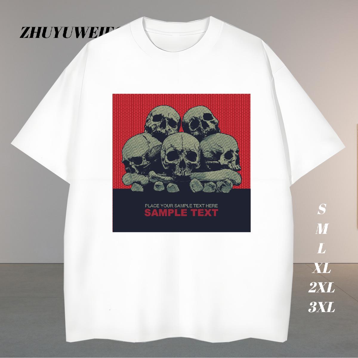 Classic Mens T Shirts 100% Cotton 230g skull Casual Daily Wear Custom Printing O Neck Short Sleeves Men Tees 2024 Designer Tee Shirt