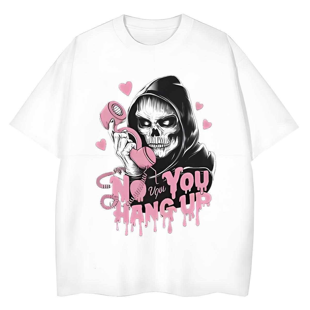 Soft Men T Shirts 230g Pure Cotton skull High Street Hip Hop Oversized 4XL Breathable Crew Neck Tshirt for Man Woman 2024 Summer Wear