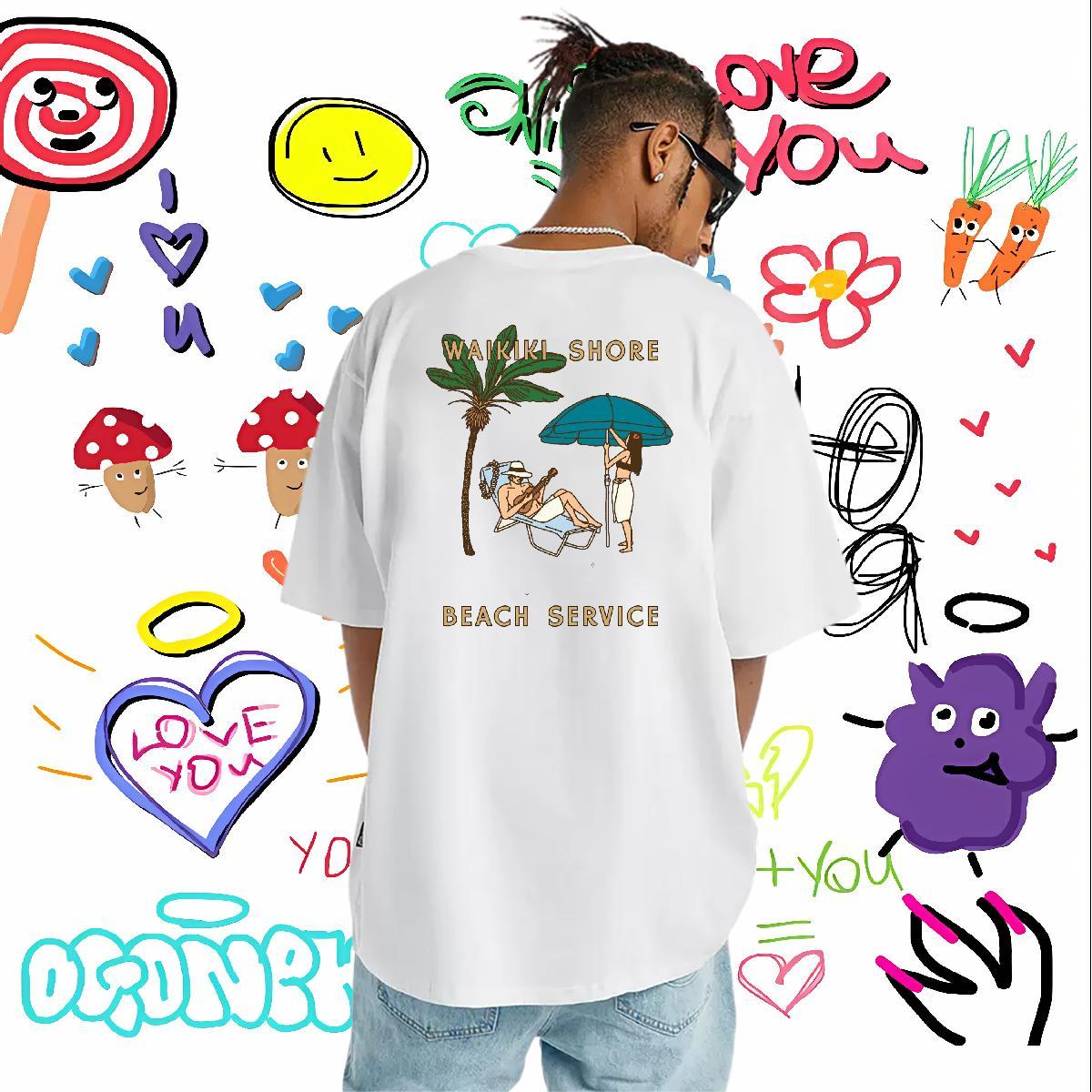 Unisex T shirt 230g Cotton portrait Casual Custom Printing Short Sleeve O-Neck Tshirts Classic Tee Shirt
