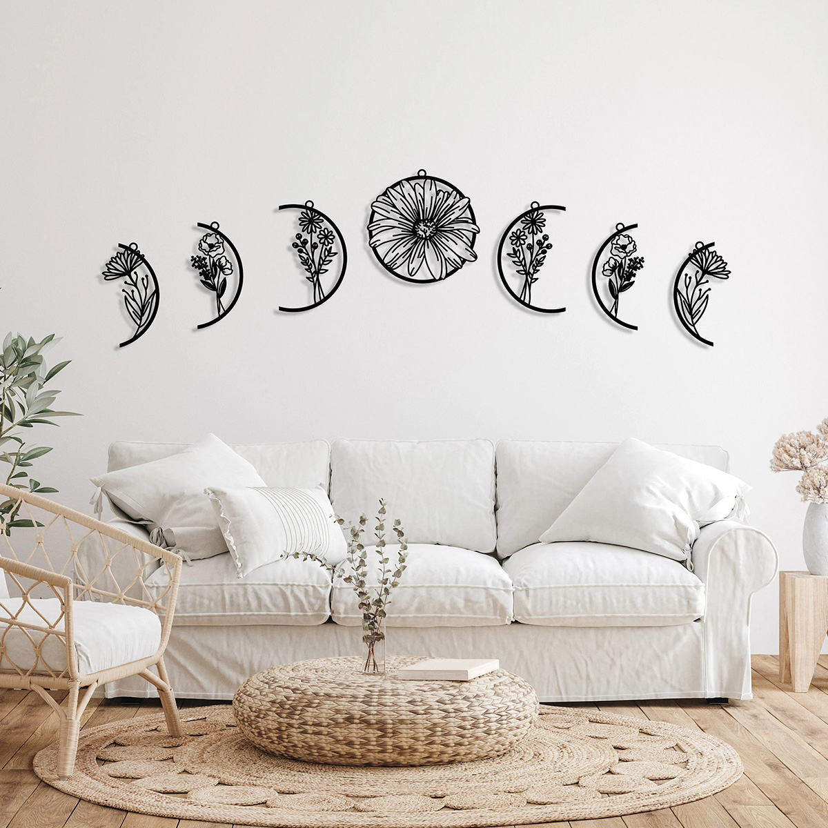Bohemian Decor Moon Flower Metal Wall Decor Living Room Decor Kitchen Decor Bed Decor
