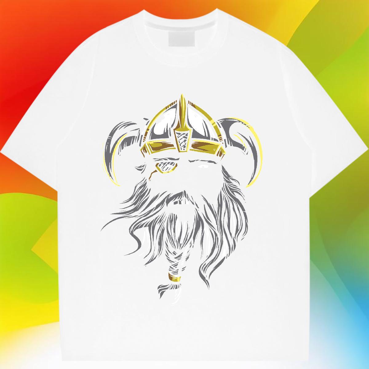 5A Women Tshirts 230g Cotton painting Casual Beach T-Shirts Round Neck Short Sleeve Plus Size Cartoon Wear