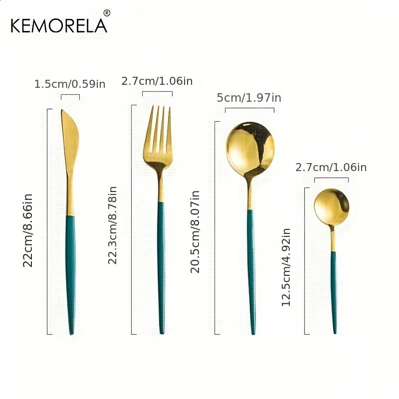 Christmas 24 piece gold tableware set stainless steel knife fork spoon holiday kitchen gift 240826 - view 7