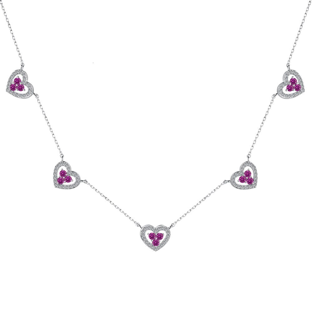 Japanese and Korean new S pure sier women's collarbone chain color zirconium inlaid geometric love sun butterfly pendant female decoration