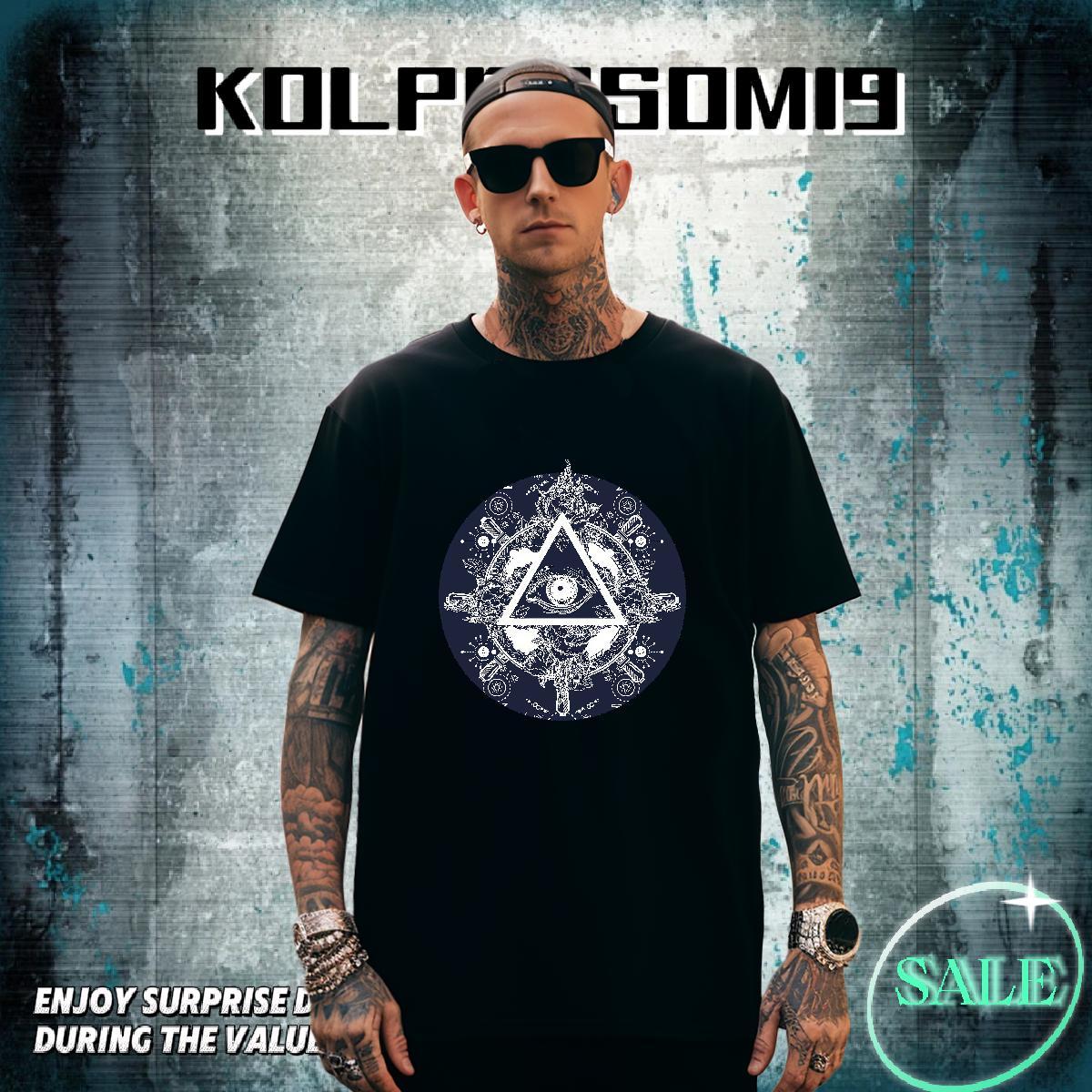 Wholesale Man T Shirts 230g Pure Cotton eye of the devil Street Customized Breathable Crew Neck Men Clothes T-Shirt 2024 DIY Tee Shirt