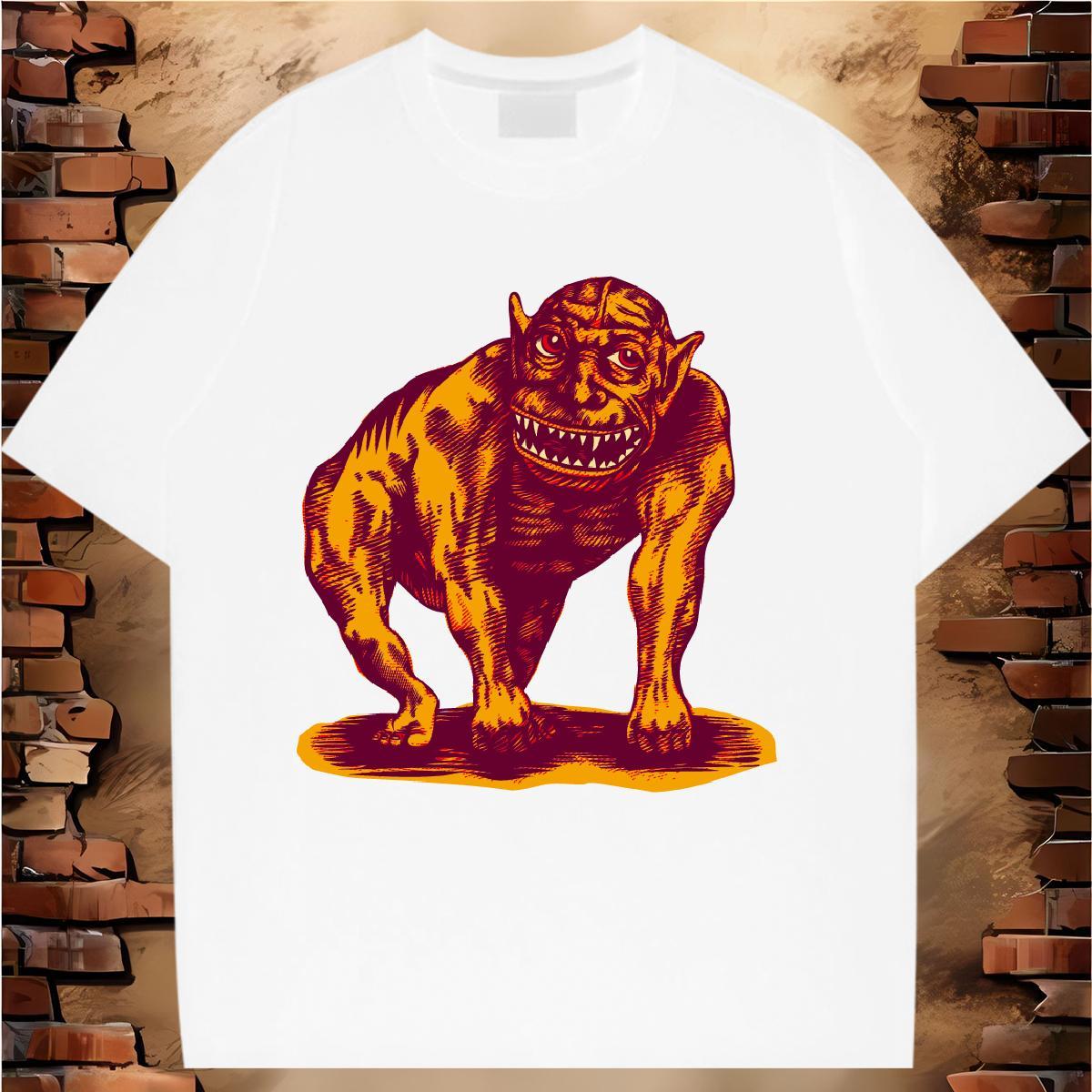Lady Tshirt for Man Woman 100% Cotton 230g scary Street T Shirts Women Crew Neck Plus Size Cartoon Clothes Shirt