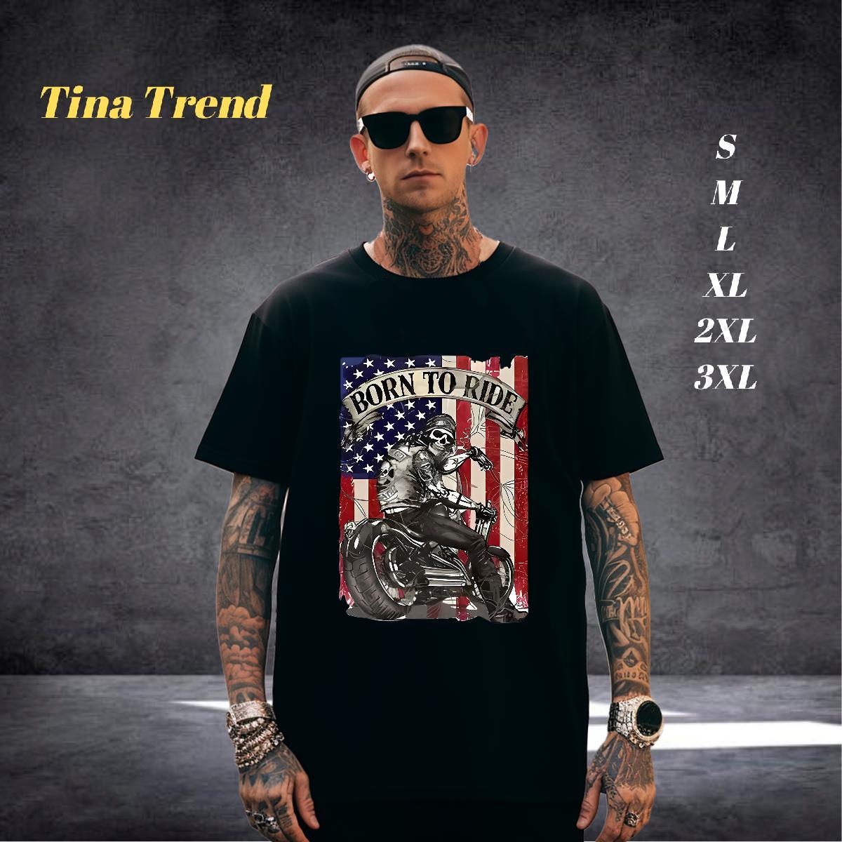 Loose T Shirts Men 230g Cotton skull Beach DIY Printed Crew Neck Breathable Tshirts Classic Casual Tops Shirt