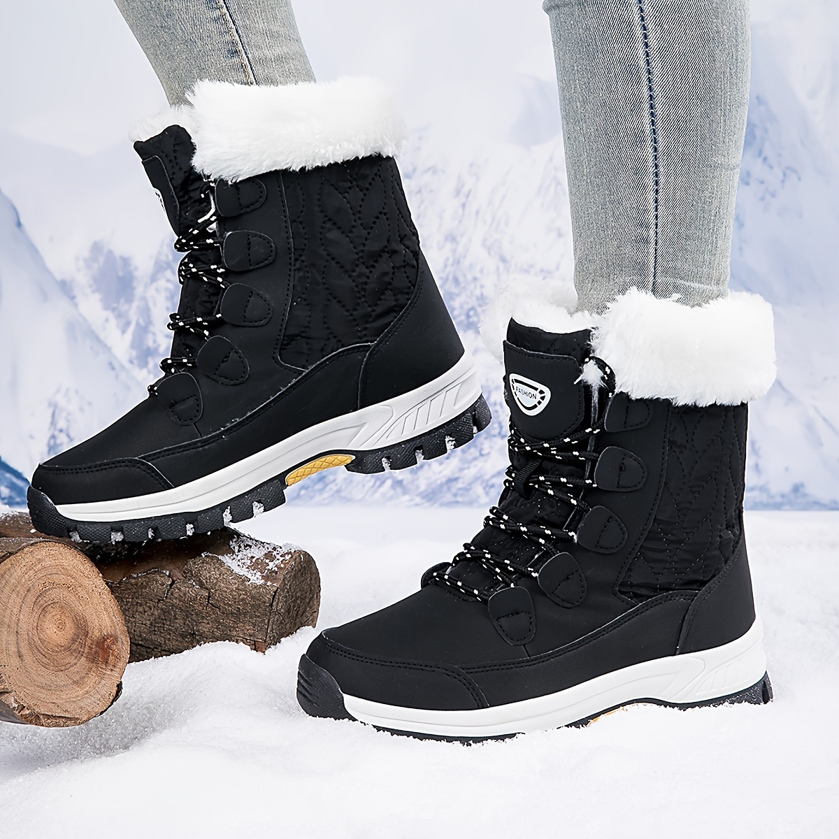 Cozy Velvet Womens Snow Boots - Soft, Comfortable, and Warm Flannel Lined Winter Shoes with Round Toe and TPR Sole - Perfect for Casual Outdoor Activi