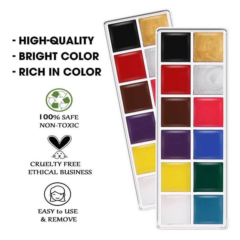 Facial and body painting cream waterproof full-color non-toxic safe painting oil Christmas makeup palette tattoo art party tools W240824