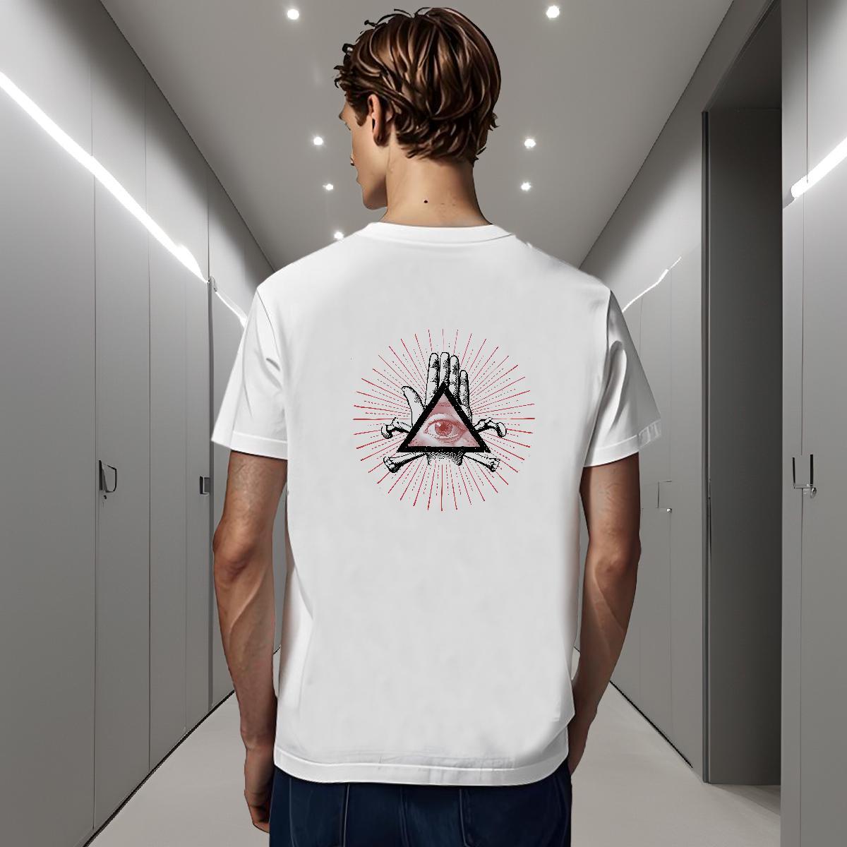 Loose T-Shirts 100% Cotton 230g eye of the devil Hip Hop Street Black White O-Neck Short Sleeve Men Tshirts DIY Tees