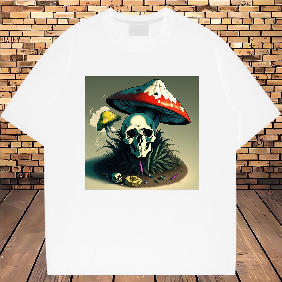 TOP Quality T Shirt For Man 230g Pure Cotton skull Casual Plus Size Custom O Neck Short Sleeves Men Tees DIY Customized Polos