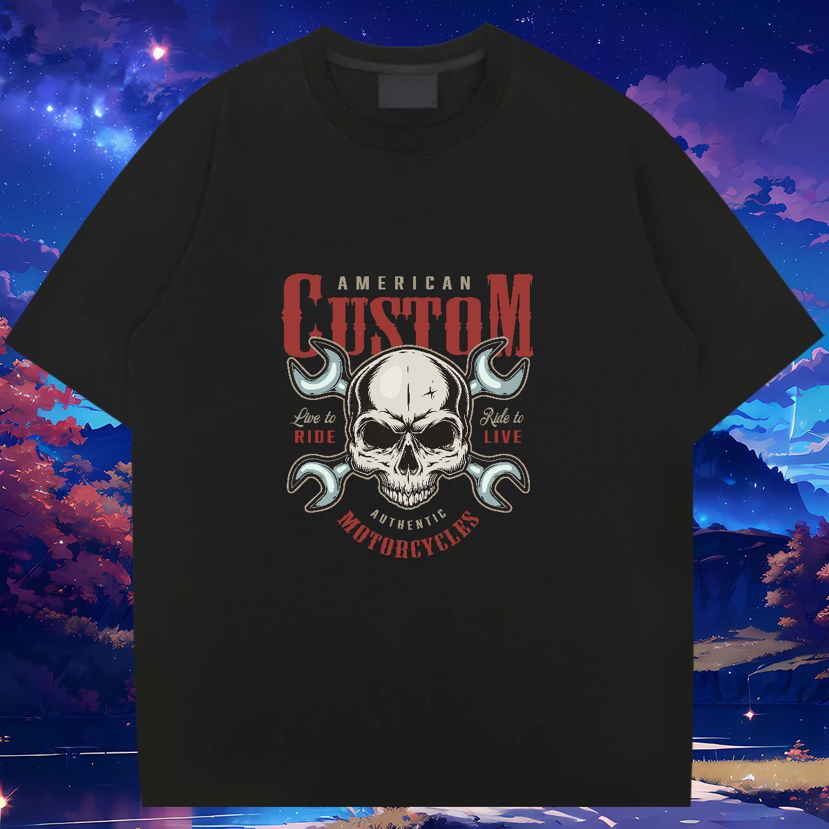 Wholesale T-Shirts 230g 100% Cotton skull Street Skull Breathable Short Sleeve Men Tshirts Designer Tops Tees