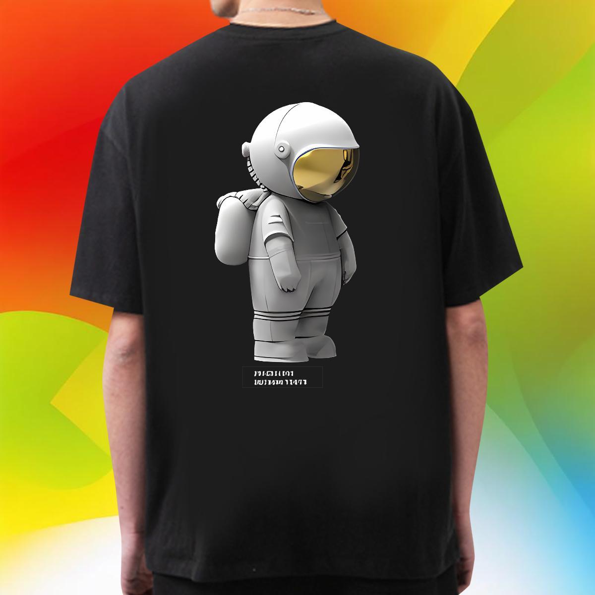 Wholesale T Shirt For Man 230g Pure Cotton spaceman Casual Daily Wear Floral Print Crew Neck Tshirts New Arrival Tees