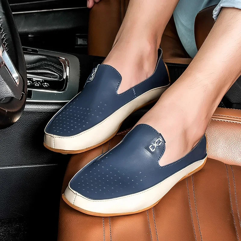 Mens boat shoes leather mens lightweight sports shoes Italian breathable sliding driving casual shoes mens size 47 240824