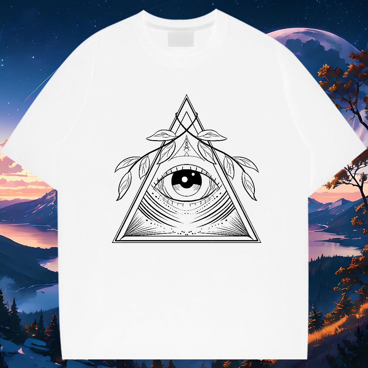 TOP Quality Mens T Shirts 230g 100% Cotton eye of the devil Casual Daily Wear Custom Printing Breathable Crew Neck Men Clothes T-Shirt Fashion Tees