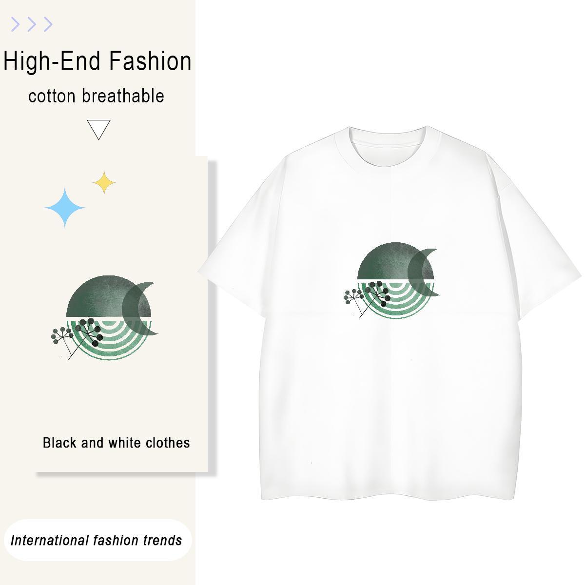 5A Woman Tshirt 100% Cotton 230g painting Street Wear T Shirts Women Crew Neck DIY Anime Tops Tees