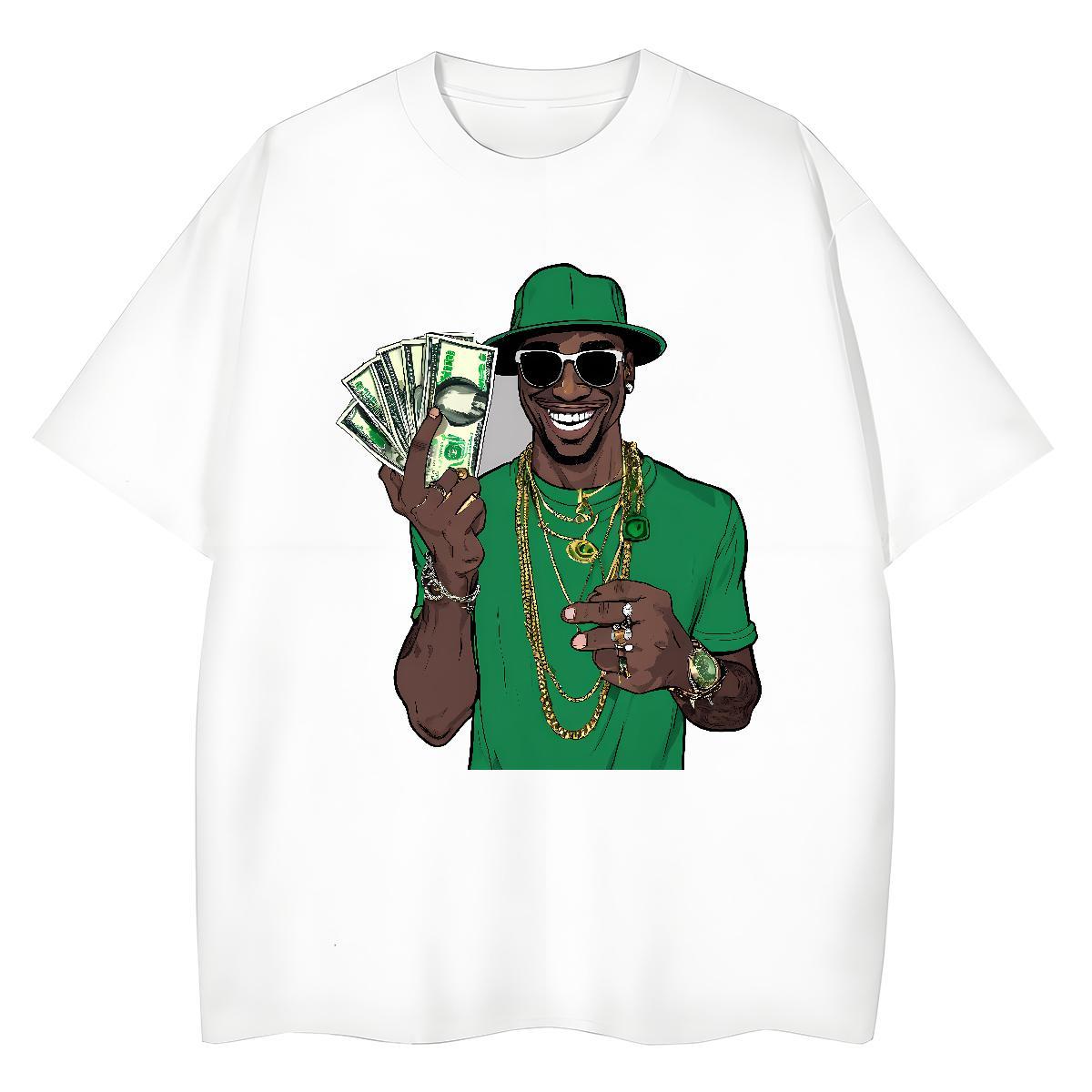 Free Shipping T-Shirts for Men 230g Cotton money Outdoor DIY Printed Breathable Crew Neck Couples T Shirts New Clothings