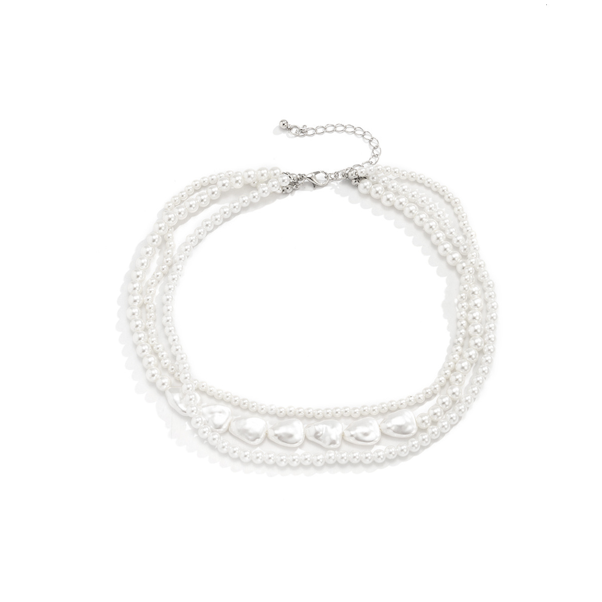 Jewelry imitation pearl layered woven Baroque necklace, niche round bead chain, versatile necklace