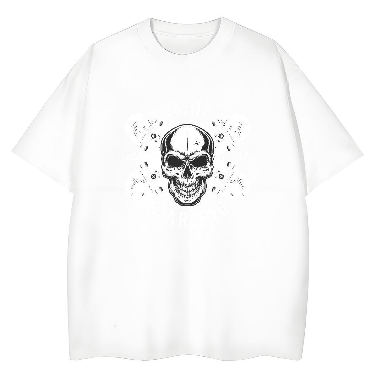 Cool T Shirt For Man 230g Pure Cotton skull Sports Casual DIY Printed Crew Neck Breathable Mens Tshirts Fashion Design Tees