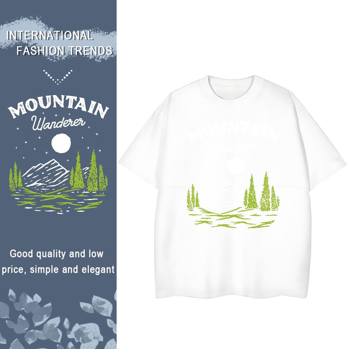 Unisex Couples T Shirts 100% Cotton 230g mountains Hip Hop T-Shirts for Women Short sleeve Soft Oversized L-4XL Polos