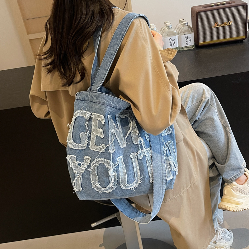 2025 Designer High-capacity New 3 Women Denim Letter Tote Casual Style Student Commuting Crossbody Shoulder Bag Free shipping