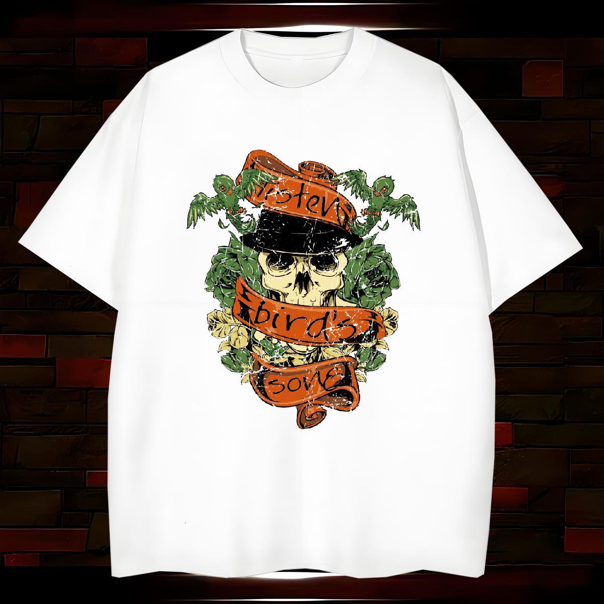 Cool Man T Shirts 230g Pure Cotton skull Street Customized Print Short Sleeve Soft Tshirts Classic Tee Shirt