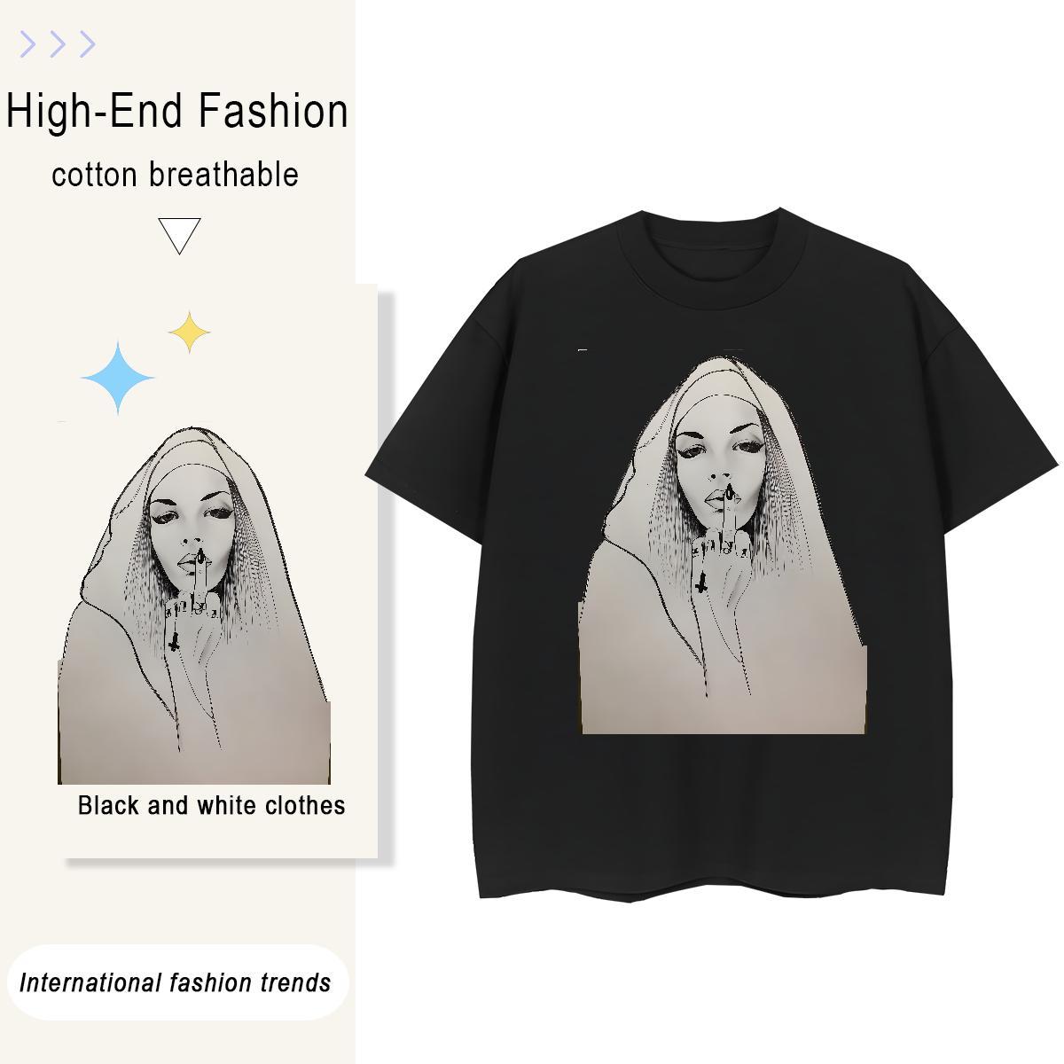 Designer Nice Women Tshirts 230g Pure Cotton nun Daily Wear Woman T Shirts Breathable Custom Print Plus Size Polos
