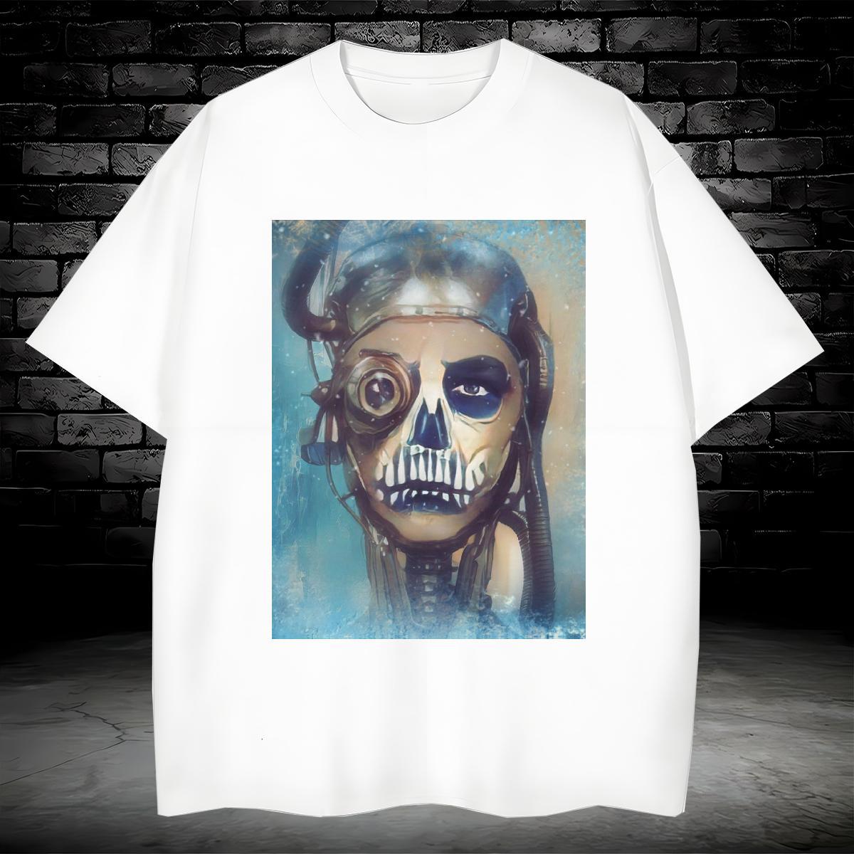 Popular T Shirt For Man 230g Cotton skull Casual Asian Size O Neck Short Sleeves Tshirt for Man Woman Customized Top Tees