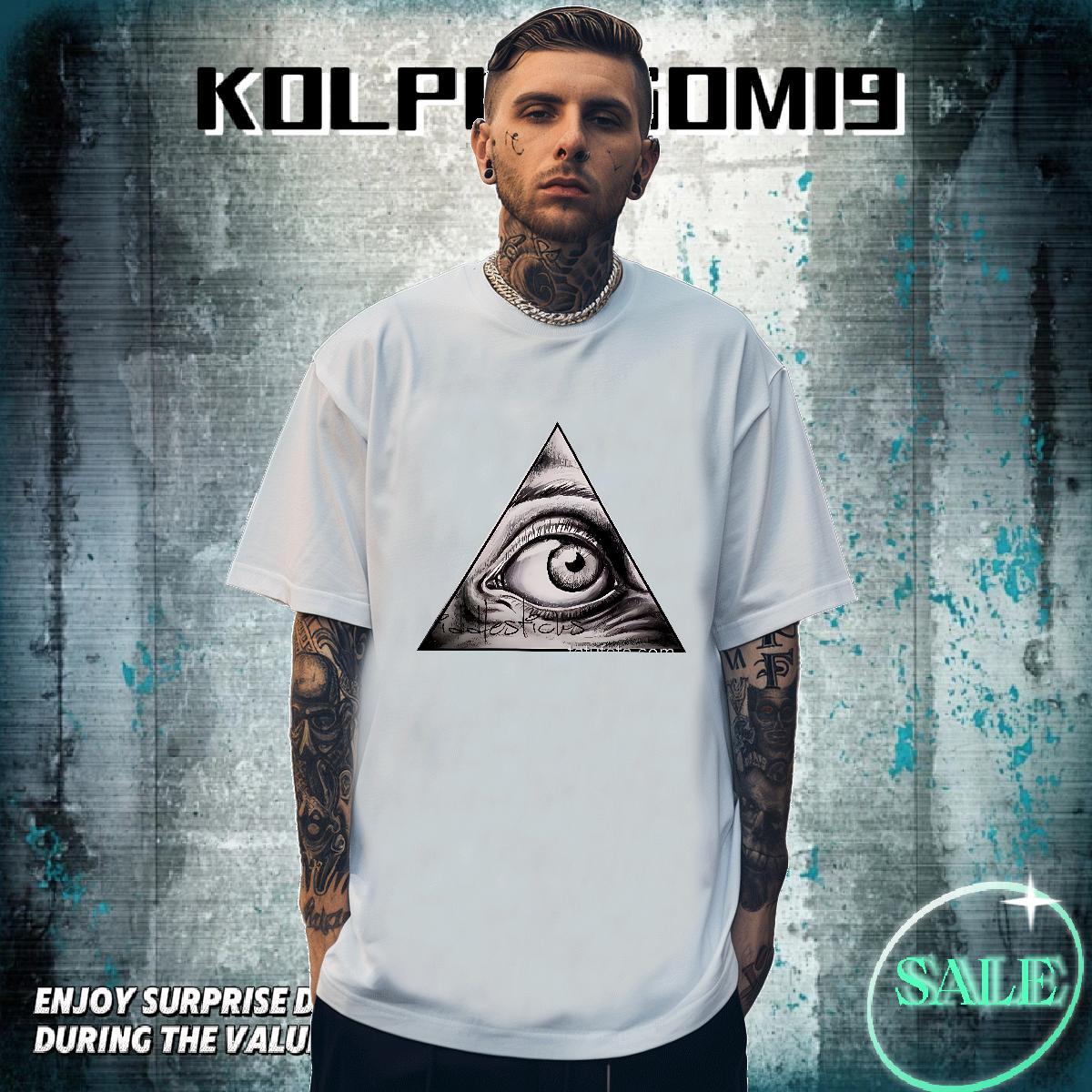 Soft T Shirts Men 100% Cotton 230g eye of the devil Summer Casual DIY Anime Breathable Short Sleeve Men Tshirts Wholesale Tops Tees