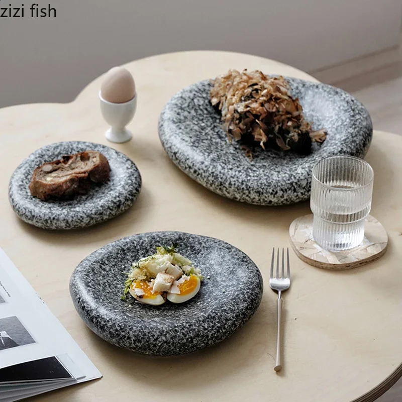 Irregular shaped ceramic pastry bread plate sushi steak creative home kitchen utensil snack service 240826