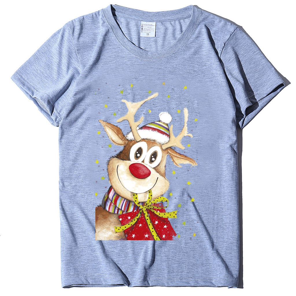 New Christmas Clothing Elk Printed Casual Round Neck T-shirt Women's Autumn dongdumaoyi