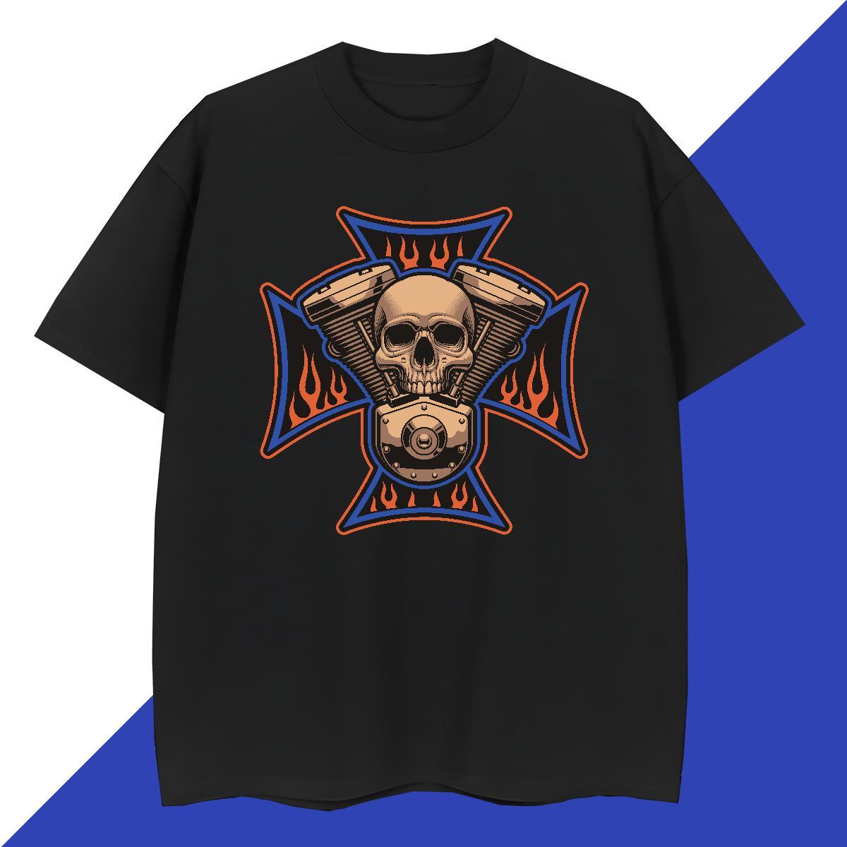 Wholesale Mens T Shirts 100% Cotton 230g skull Spring Summer Plus Size Cartoon O Neck Short Sleeves Men Clothes T-Shirt New Arrival Wear