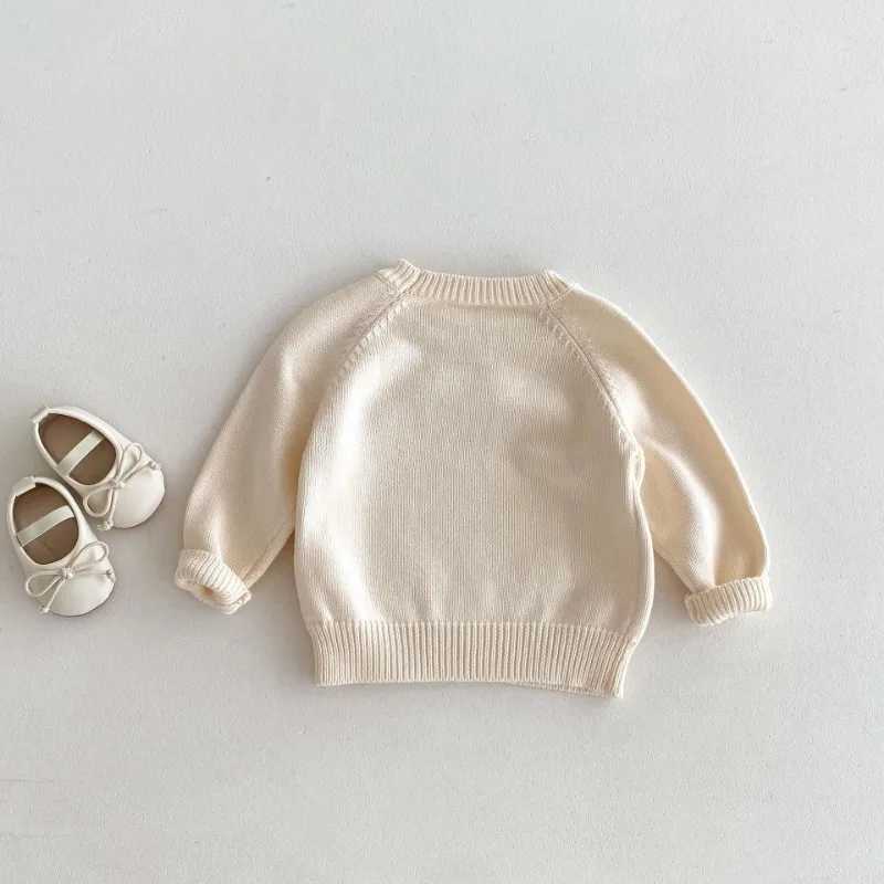 Baby Girl Knitted Thick Sweater Top Autumn Colored Machine Woven Heartbeat Sweater 1-6 Year Childrens Winter Work Collar SweaterW240824