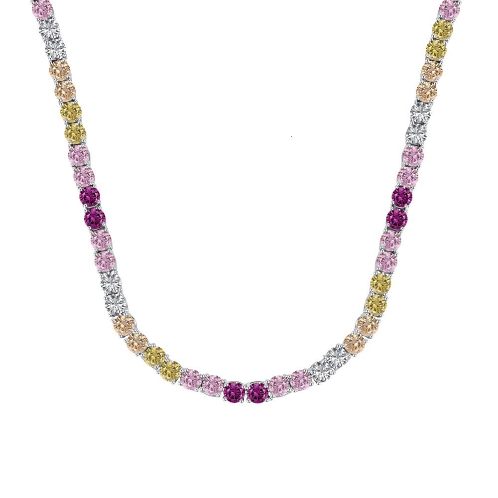 Wedding New S Pure Sier Women's Necklace Full Diamond Colorful Zircon Love Balloon Design Feel Neck Chain