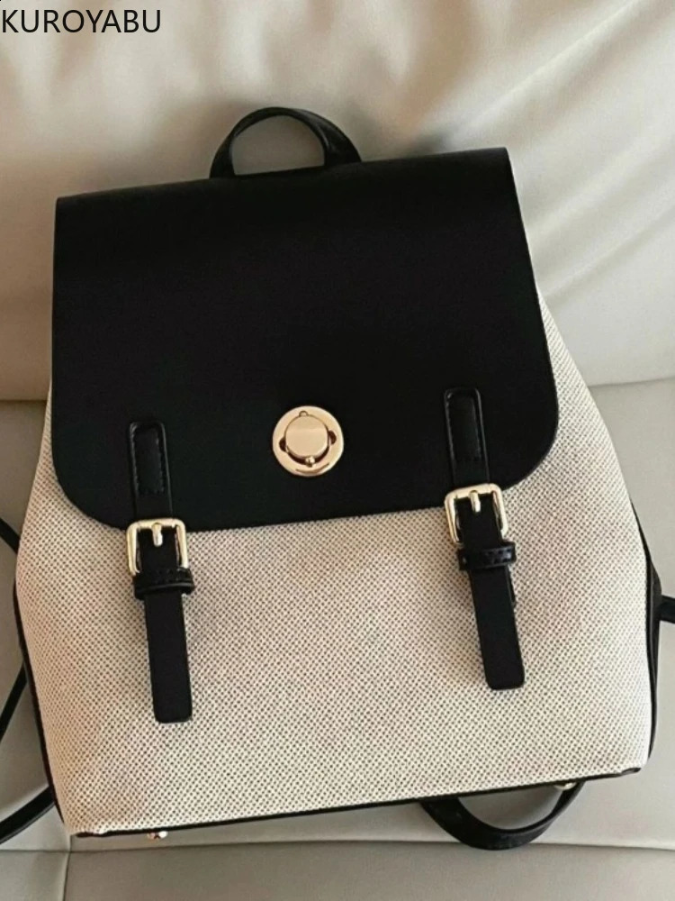 Patchwork Leather Backpack for Women Fashion Female Travel Bagpack School Bags Bolsos Para Mujeres Tendencia 240824