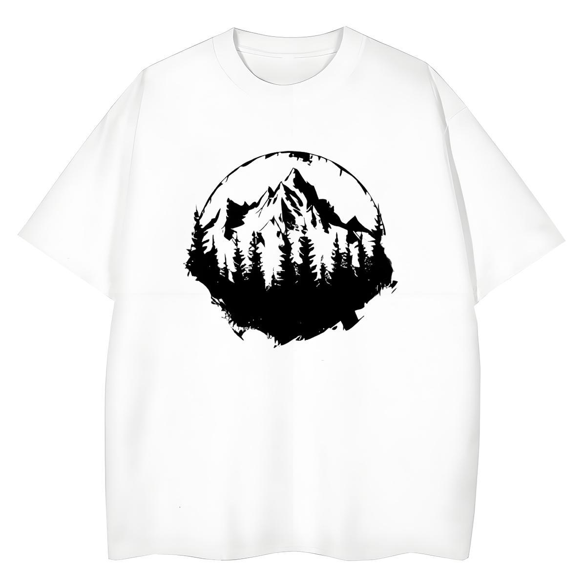 Classic Man T Shirts 230g 100% Cotton mountains Casual Beach Anime Short Sleeve Soft Men Tees Customized Tee Shirt