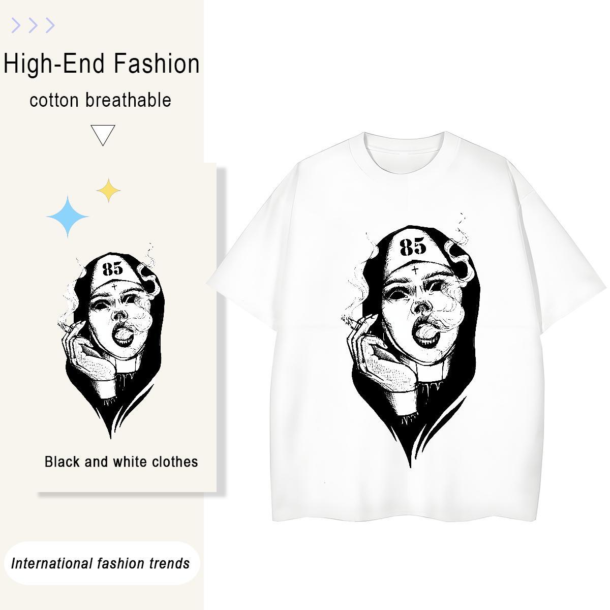 5A Tshirt for Man Woman 230g Pure Cotton nun Casual T Shirt For Woman Crew Neck DIY Anime Printed Clothings