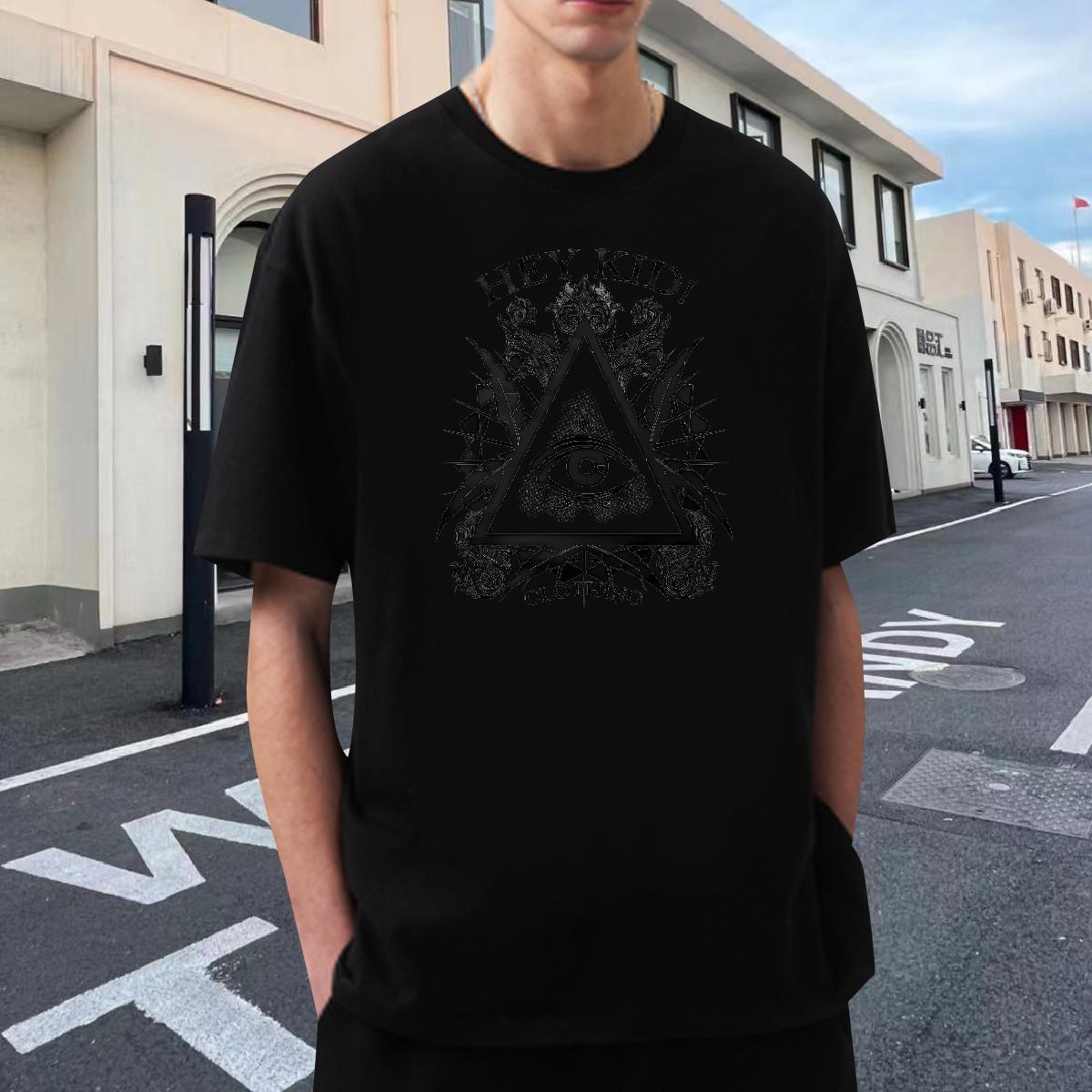 Loose Mens T Shirts 230g 100% Cotton eye of the devil Daily Wear Custom Anime Breathable Short Sleeve Men Tshirts Wholesale Tee Shirt