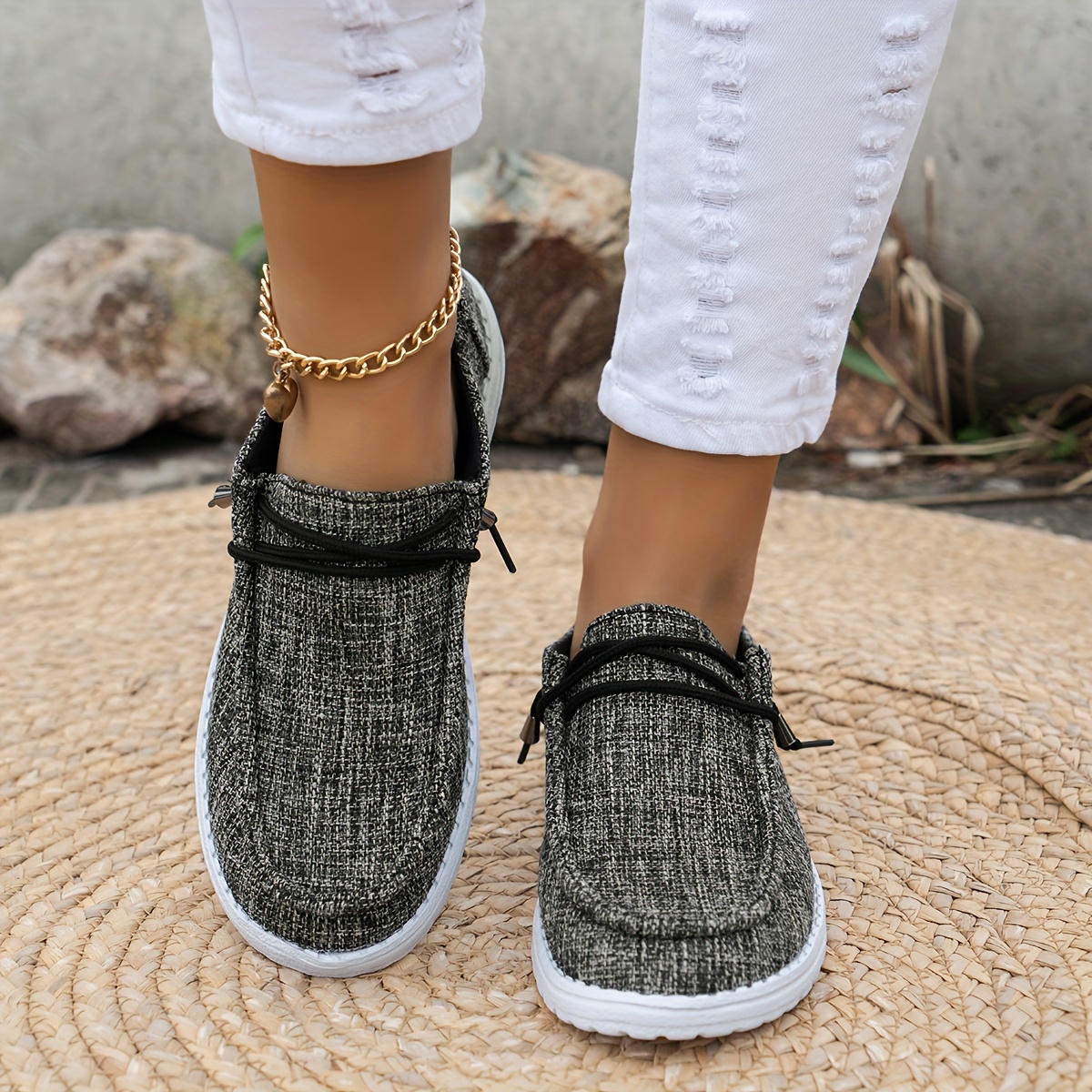 Women's solid color comfortable loafers, soft sole lightweight flat walking shoes sneakers, comfortable low top everyday shoes