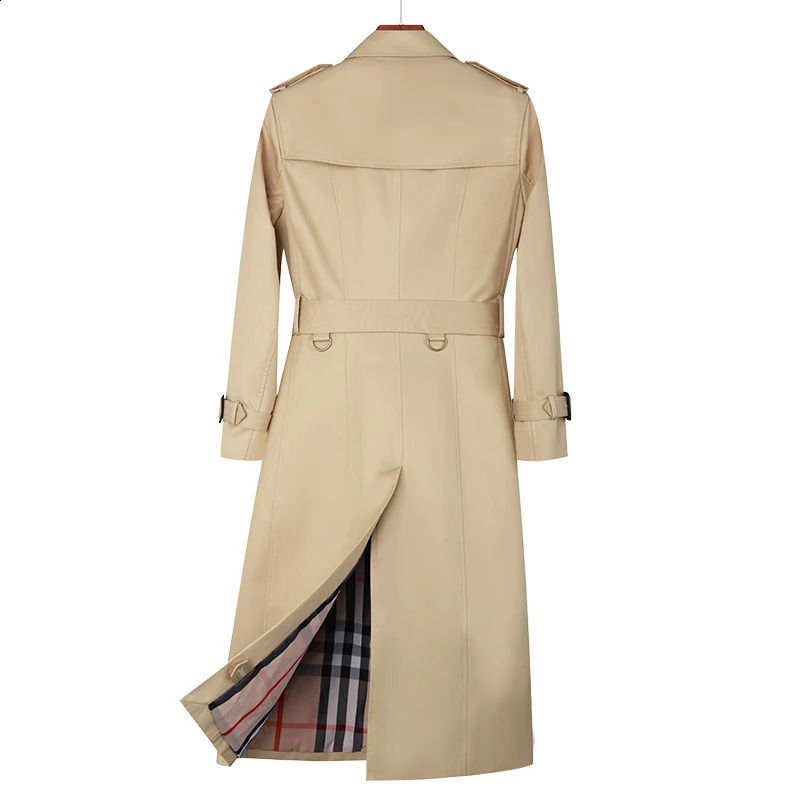 Womens trench coat long Double breasted trench British fashion Cotton plaid lining rainproof windbreak women 240824