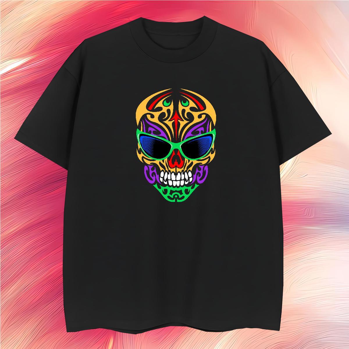 Wholesale T shirt 100% Cotton 230g skull High Street Hip Hop DIY Printed Short Sleeve Soft Tshirts Casual New Top Tees