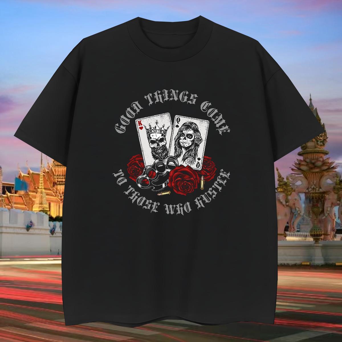 Designer T-Shirts 100% Cotton 230g skull Summer Casual Asian Size Short Sleeve O-Neck Mens Tshirts Wholesale Tees Shirts