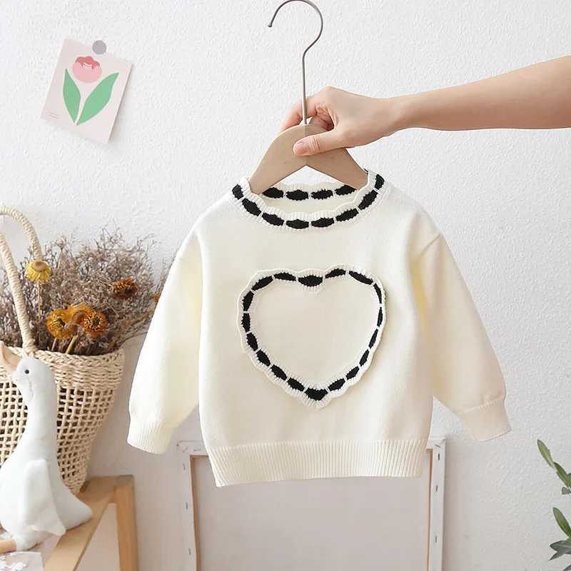 2024 Autumn Winter Preschool Girls Sweater Loose Love Patch Work Long Sleeve Baby Girls Zipper Sweet Knitted Baby Girls TopW240824
