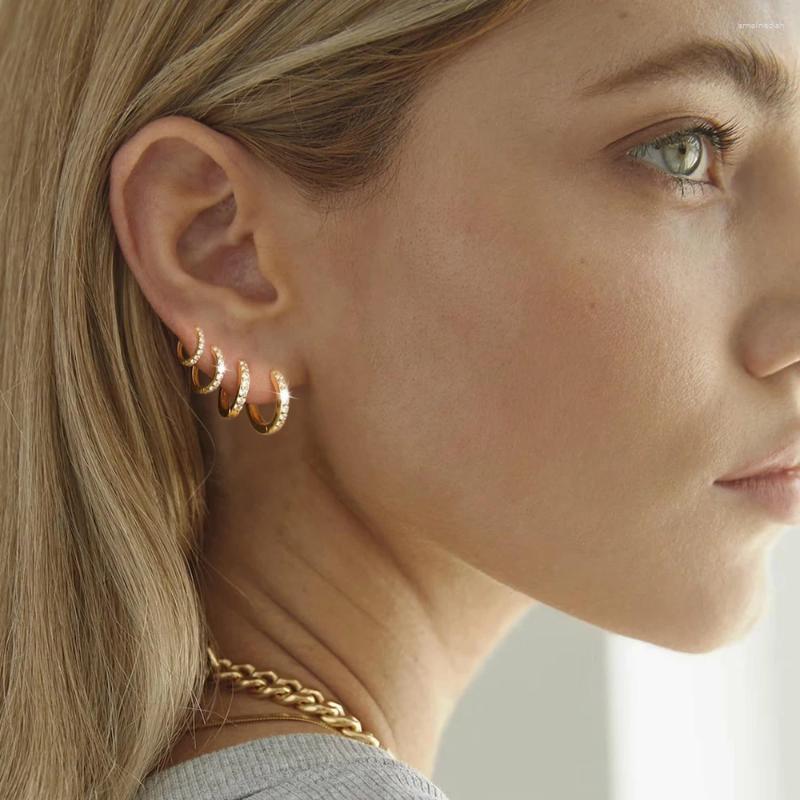 Hoop Earrings Small Gold Set For Women 14K Plated Tiny Dainty Lightweight CZ Hie Cartilage Earring Jewelry
